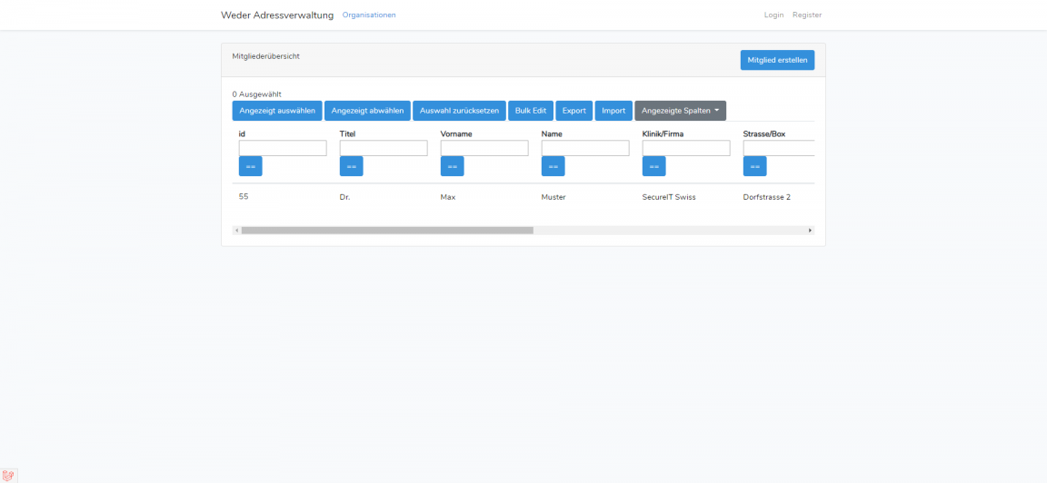 backoffice weder mitgliederverwaltung