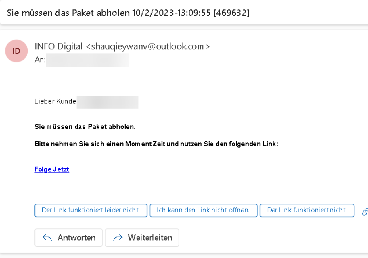 Phising Mail beispiel